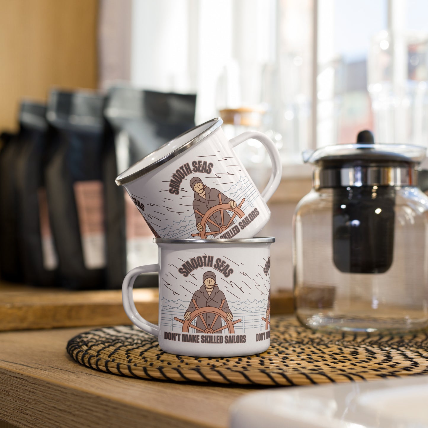 "Smooth Seas Don't Make Skilled Sailors" Motivational Quote Mug – Nautical-Themed Coffee Cup for Strength & Resilience