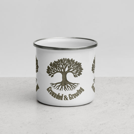 Grounded & Growing Tree of Life Enamel Mug – Symbol of Strength, Roots & Renewal
