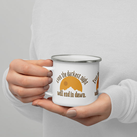 Even the Darkest Night Ends in Dawn – Inspirational Quote Mug for Strength & Encouragement