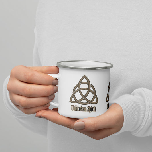 Unbroken Spirit Celtic Knot Enamel Mug – Symbol of Strength, Endurance & Resilience
