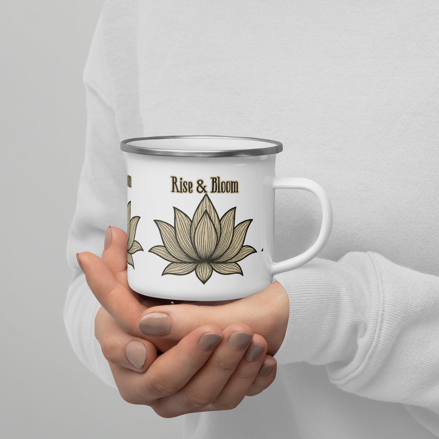 Rise & Bloom Lotus Enamel Mug – Symbol of Renewal, Strength & Mindful Living