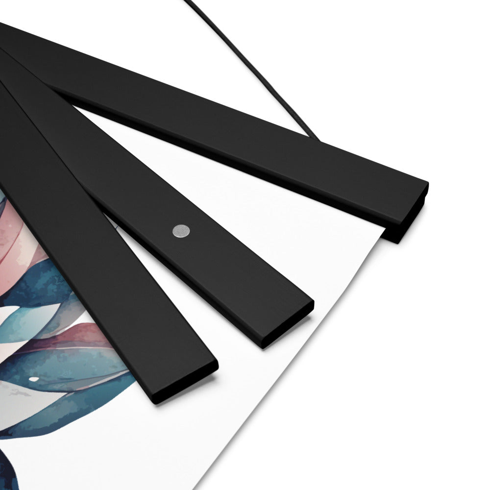 Watercolor Lotus Flower Poster with Wooden Hanger – Symbol of Strength, Renewal & Tranquility