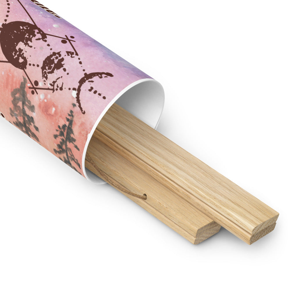 "Wax. Wane. Rise Again." Moon Phases Poster with Wooden Hanger – Lunar Wall Art for Resilience & Renewal
