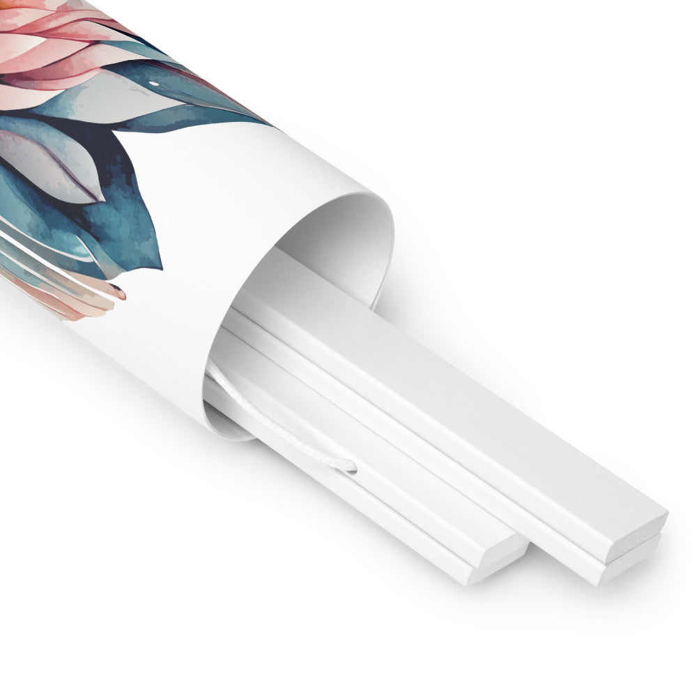 Watercolor Lotus Flower Poster with Wooden Hanger – Symbol of Strength, Renewal & Tranquility