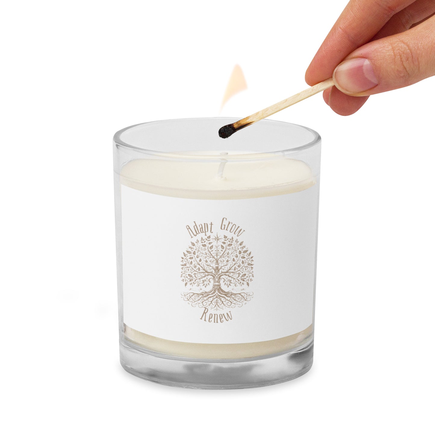 "Adapt. Grow. Renew." Tree of Life Unscented Candle – A Centering Symbol for Mindful Moments