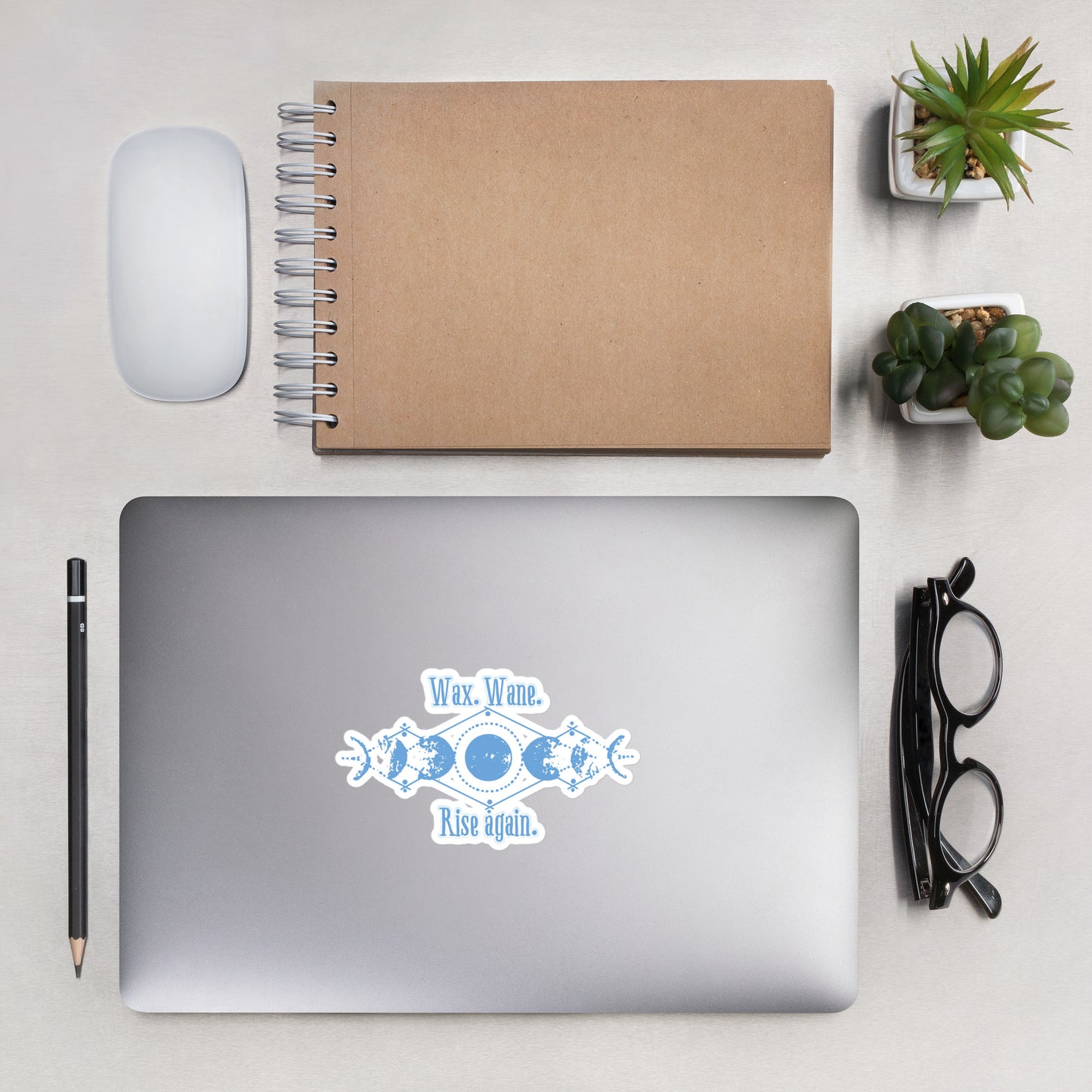 "Wax. Wane. Rise Again." Moon Phases Sticker – Lunar Cycle Vinyl Decal for Growth & Resilience