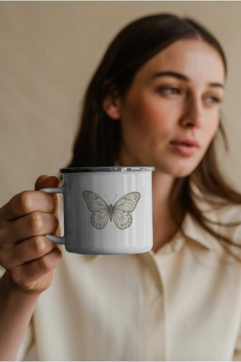 Butterfly Transformation Enamel Mug for Gentle Change