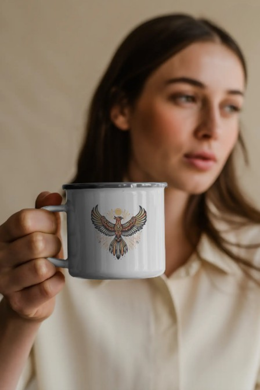 [ARCHIVED] Phoenix Rebirth Enamel Mug for New Beginnings & Resilience