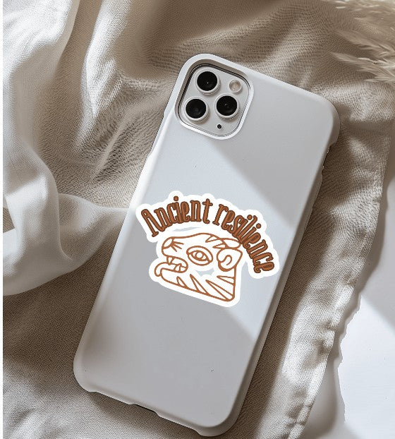 "Ancient Resilience" Waterproof Vinyl Sticker – Motivational Quote for Strength and Survival