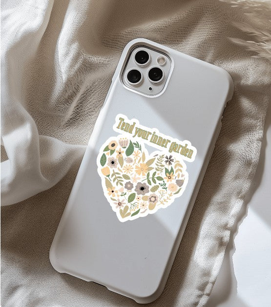 Tend Your Inner Garden Sticker – Inspirational Waterproof Decal for Laptops, Journals & Water Bottles