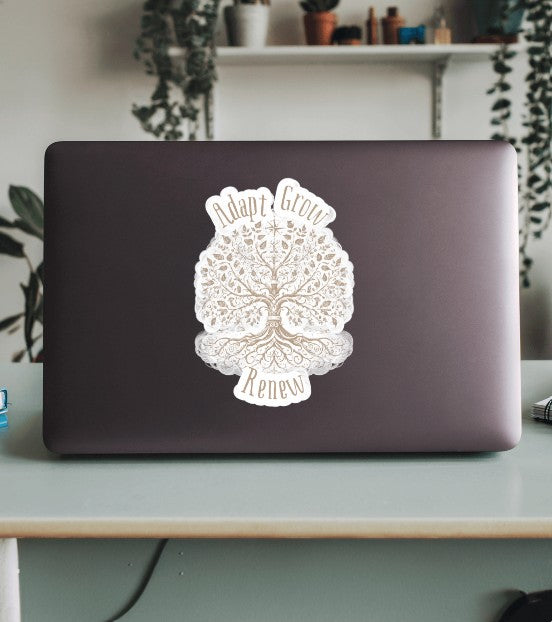 "Adapt. Grow. Renew." Tree of Life Sticker – Inspirational Symbol for Growth & Resilience