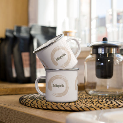 Nothing to Fix Enso Symbol Enamel Mug – Start Your Day with Zen Self-Acceptance & Imperfection-Inspired Wisdom