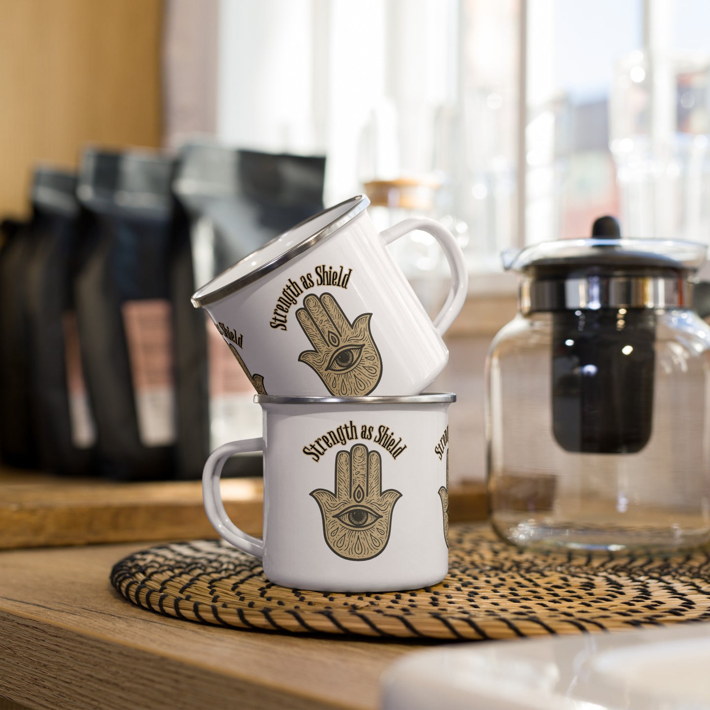 Strength as Shield Hamsa Mug – Protective Symbol of Strength & Calm
