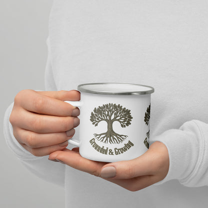 Grounded & Growing Tree of Life Enamel Mug – Symbol of Strength, Roots & Renewal