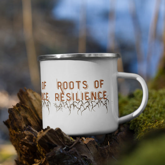 Roots of Resilience Mug – Empowering Enamel Mug with Motivational Saying