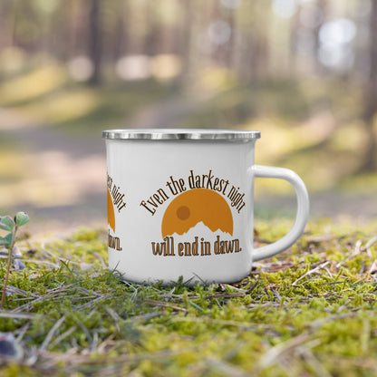 Even the Darkest Night Ends in Dawn – Inspirational Quote Mug for Strength & Encouragement