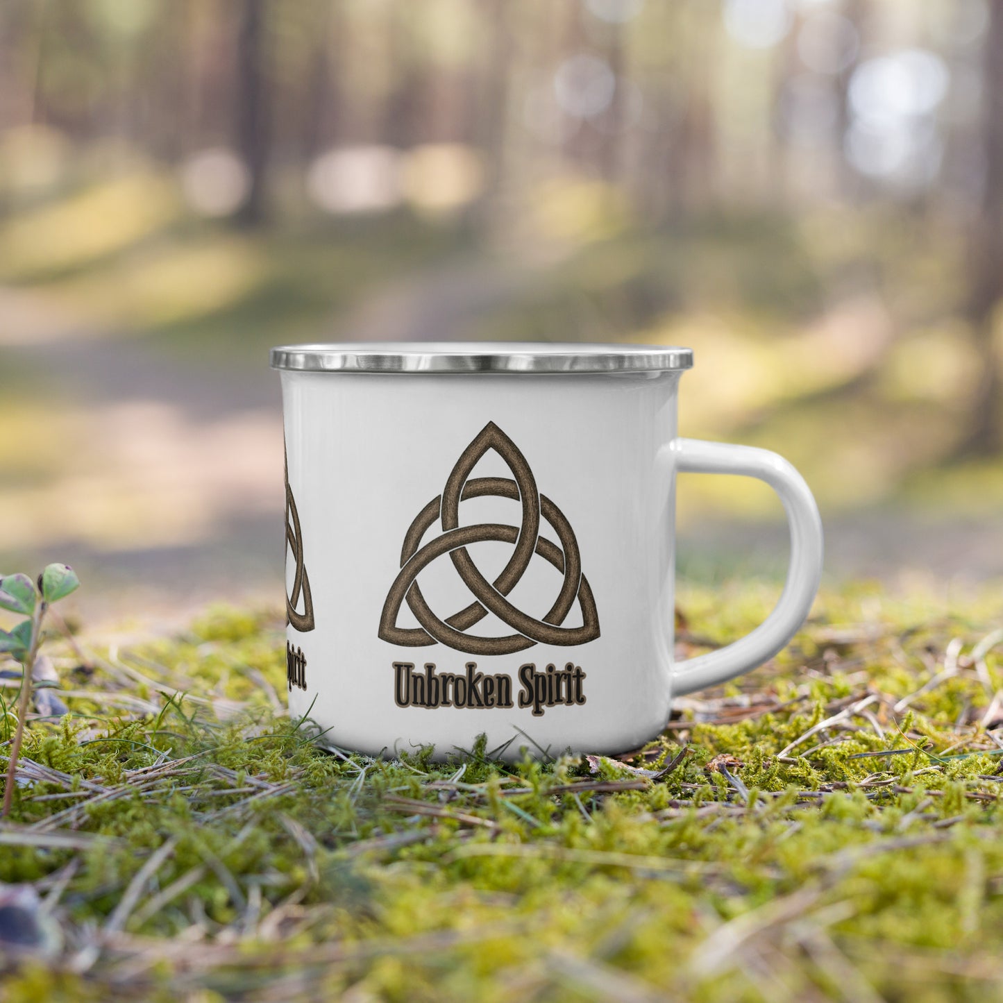Unbroken Spirit Celtic Knot Enamel Mug – Symbol of Strength, Endurance & Resilience
