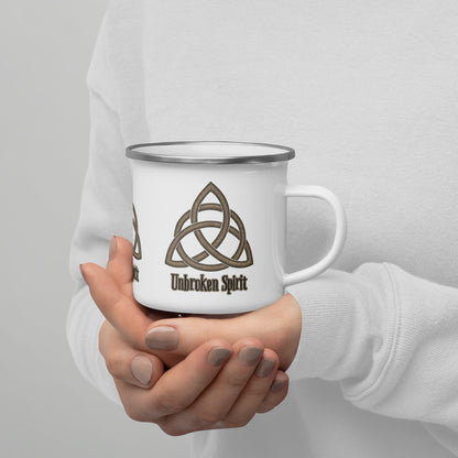 Unbroken Spirit Celtic Knot Enamel Mug – Symbol of Strength, Endurance & Resilience