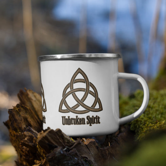 Unbroken Spirit Celtic Knot Enamel Mug – Symbol of Strength, Endurance & Resilience