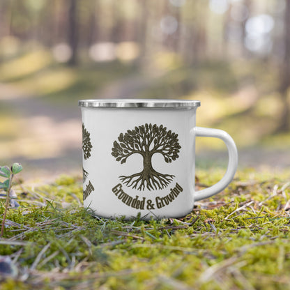 Grounded & Growing Tree of Life Enamel Mug – Symbol of Strength, Roots & Renewal