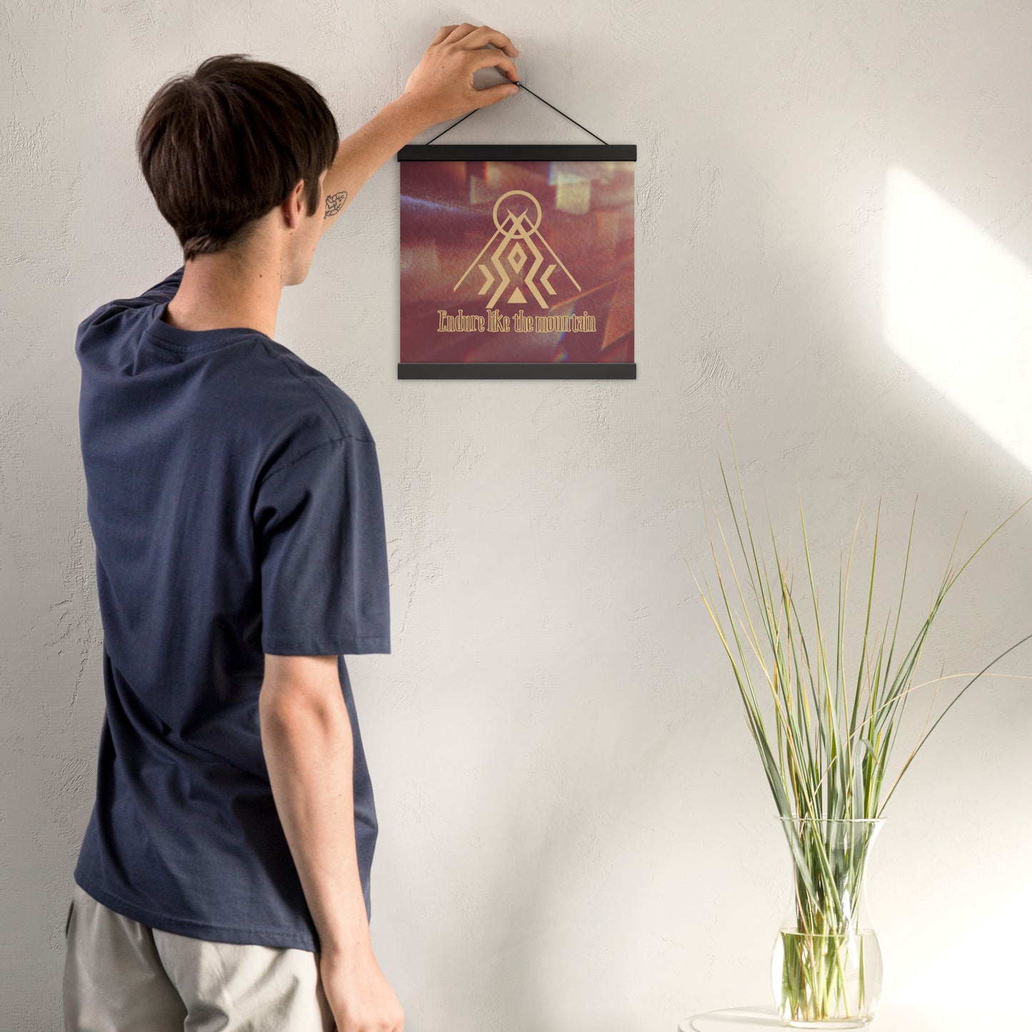 "Endure Like the Mountain" Ready-to-Hang Poster – Inspirational Wall Art for Resilience, Patience & Inner Strength