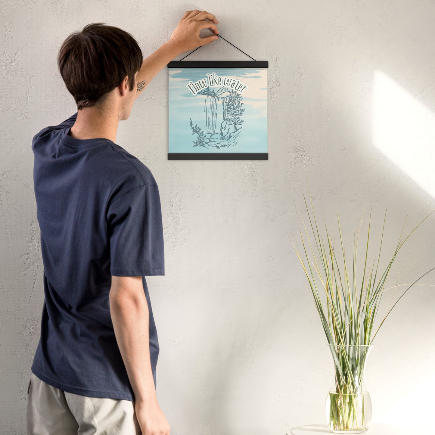 Flow Like Water Wall Art – Waterfall Symbolism Poster for Mindful Living (Ready to Hang)