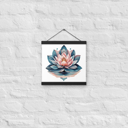Watercolor Lotus Flower Poster with Wooden Hanger – Symbol of Strength, Renewal & Tranquility