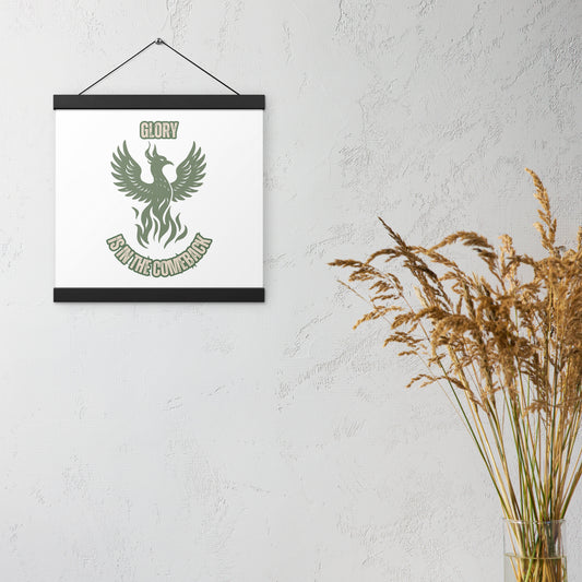 Phoenix Rising Poster with Wooden Hanger – "Glory Is in the Comeback" Inspirational Wall Art for Resilience & Renewal