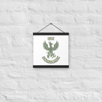 Phoenix Rising Poster with Wooden Hanger – "Glory Is in the Comeback" Inspirational Wall Art for Resilience & Renewal