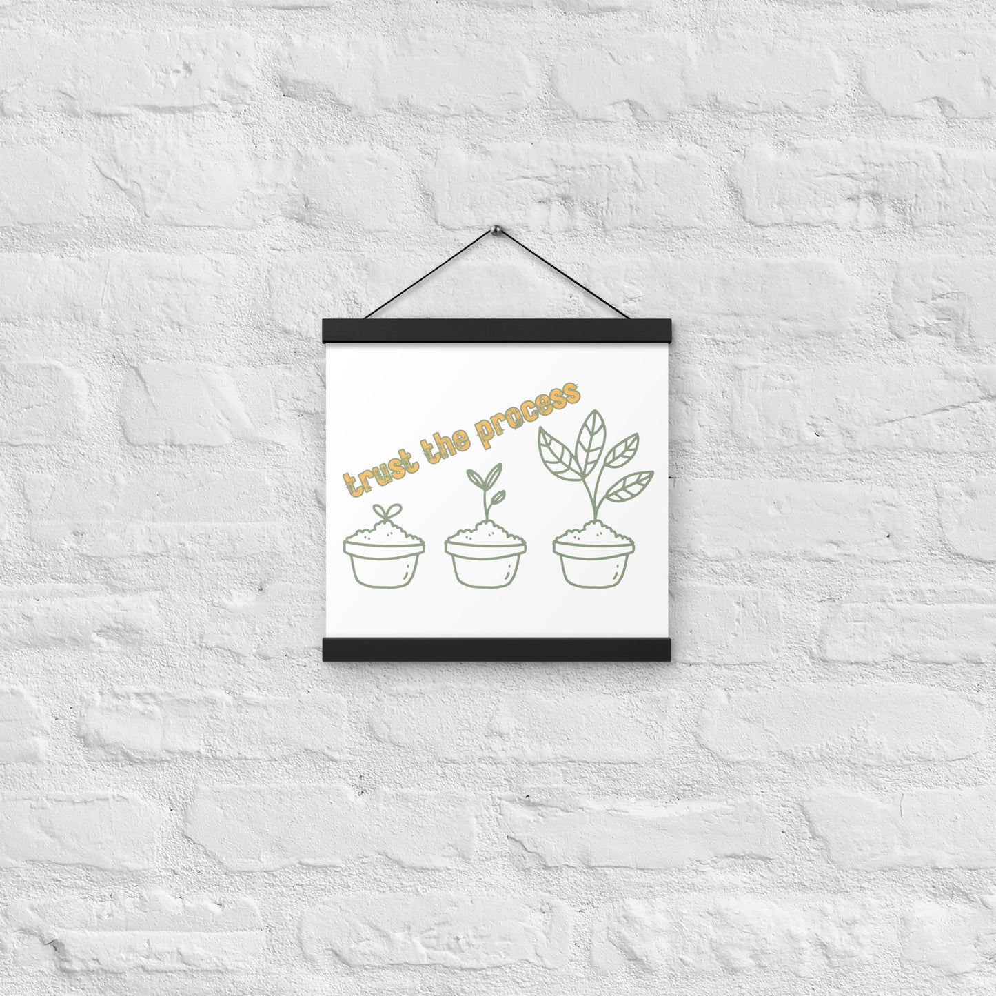 Trust the Process Poster with Wooden Hanger – Inspirational Seedling Growth Wall Art for Mindfulness & Personal Growth