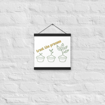 Trust the Process Poster with Wooden Hanger – Inspirational Seedling Growth Wall Art for Mindfulness & Personal Growth
