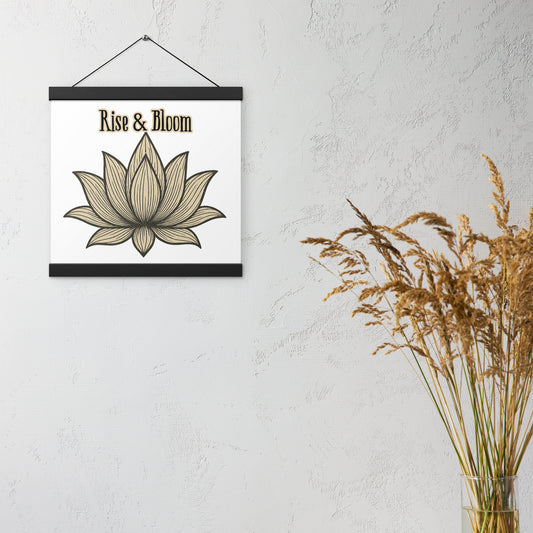 Rise & Bloom Lotus Poster with Wooden Hanger – Mindful Wall Art for Renewal, Resilience & Inner Peace