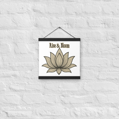 Rise & Bloom Lotus Poster with Wooden Hanger – Mindful Wall Art for Renewal, Resilience & Inner Peace