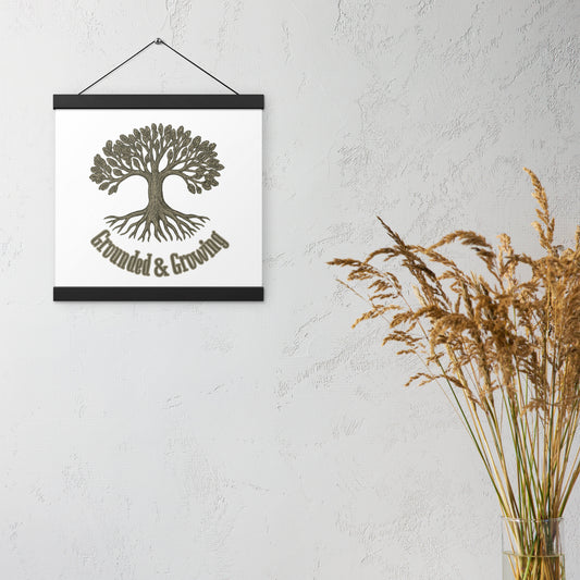 Grounded & Growing Tree of Life Poster with Wooden Hanger – Ancient Symbol of Strength & Renewal