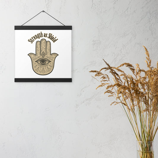 Strength as Shield Hamsa Poster – Protective Wall Art with Ancient Wisdom