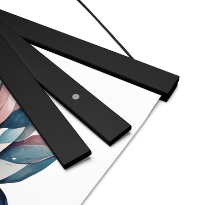 Watercolor Lotus Flower Poster with Wooden Hanger – Symbol of Strength, Renewal & Tranquility