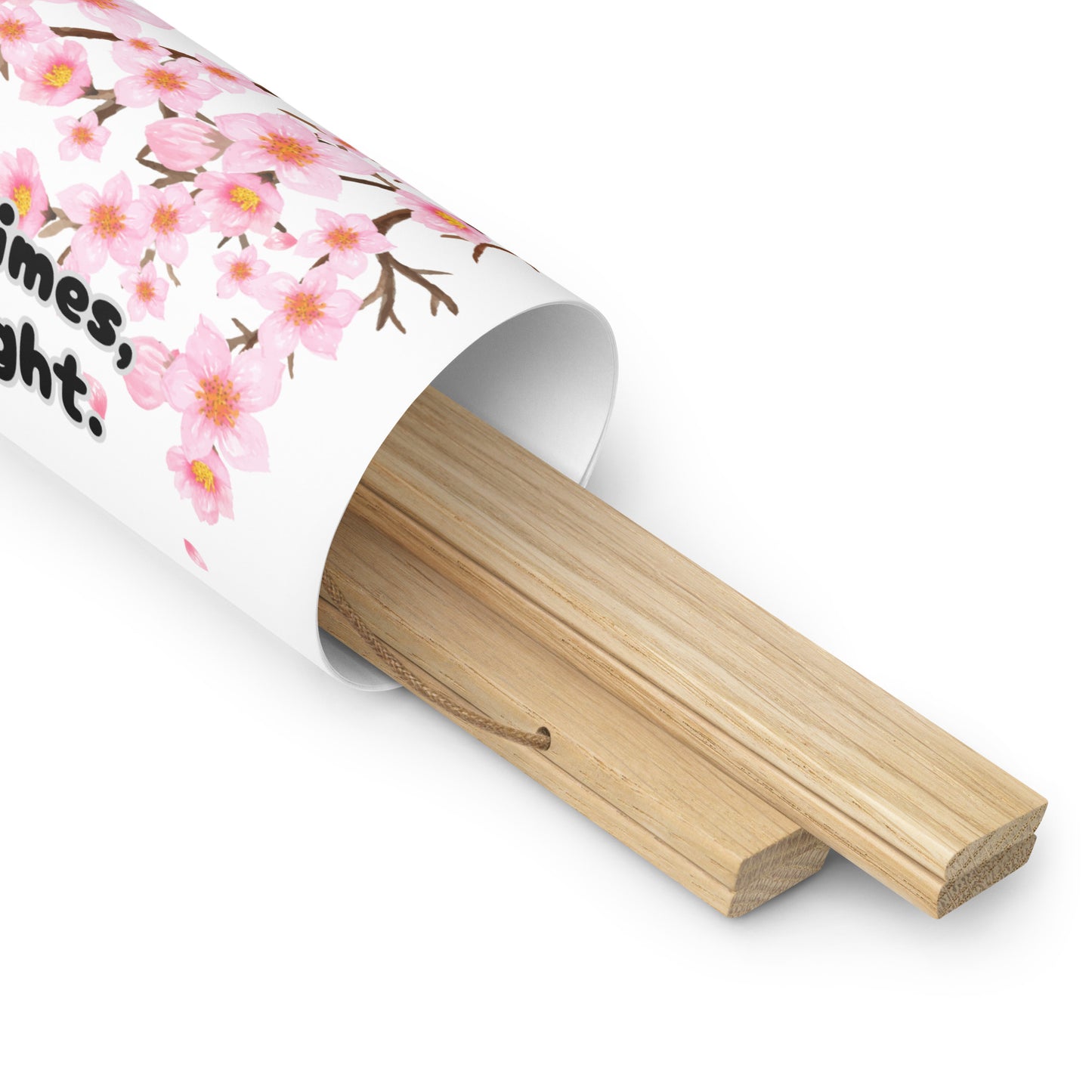 "Fall Seven Times Stand Up Eight" Ready-to-Hang Poster – Japanese Proverb Wall Art with Cherry Blossom Design