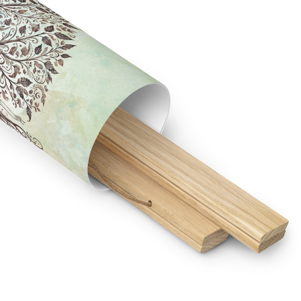"Adapt. Grow. Renew." Tree of Life Poster with Wooden Hanger – Inspirational Wall Art for Growth & Renewal