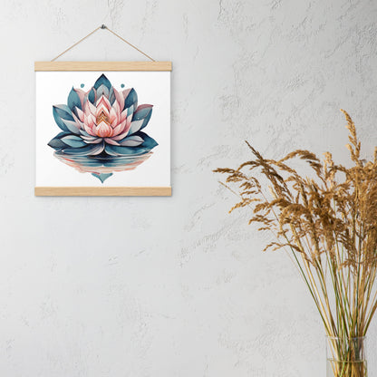 Watercolor Lotus Flower Poster with Wooden Hanger – Symbol of Strength, Renewal & Tranquility