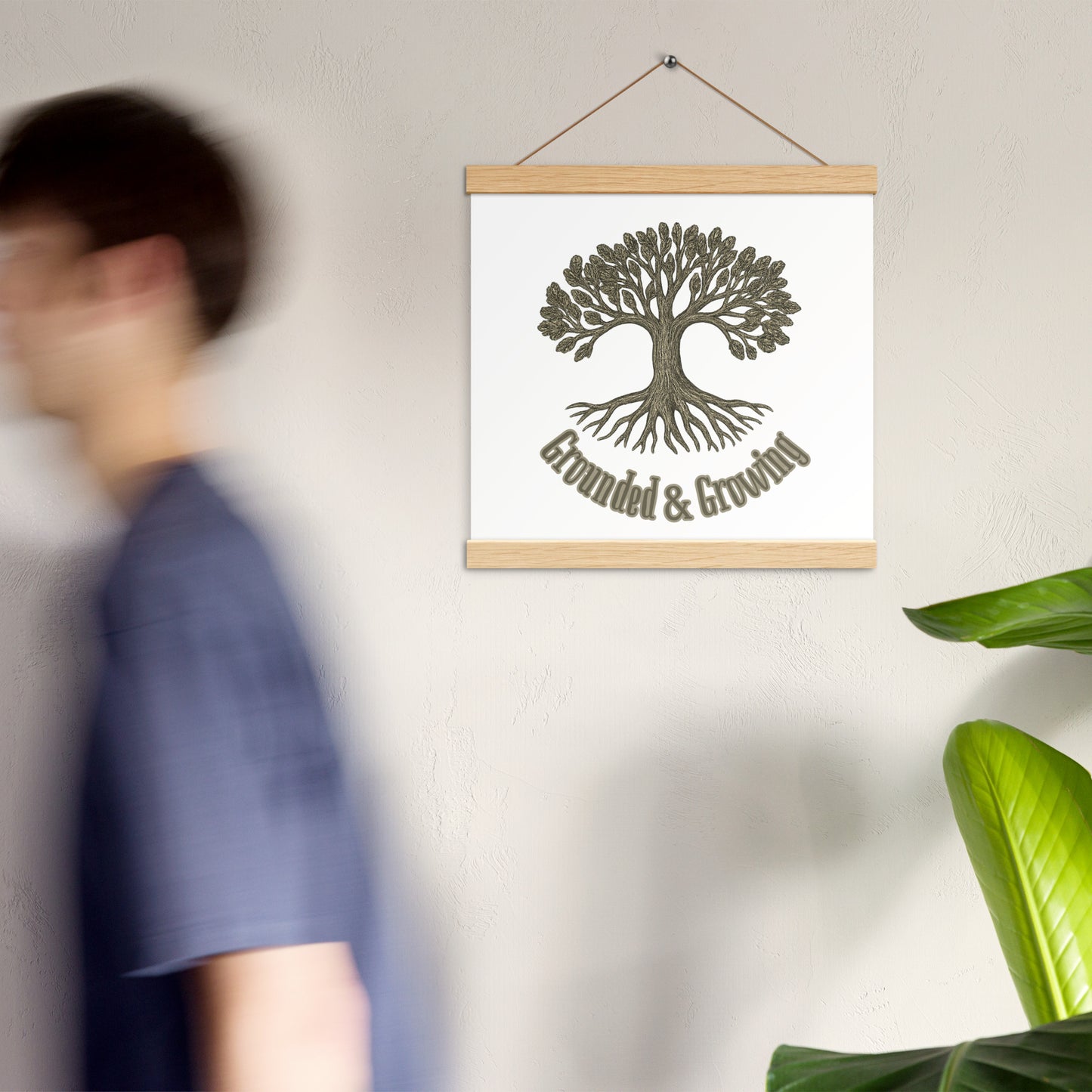 Grounded & Growing Tree of Life Poster with Wooden Hanger – Ancient Symbol of Strength & Renewal