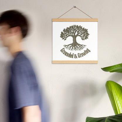 Grounded & Growing Tree of Life Poster with Wooden Hanger – Ancient Symbol of Strength & Renewal