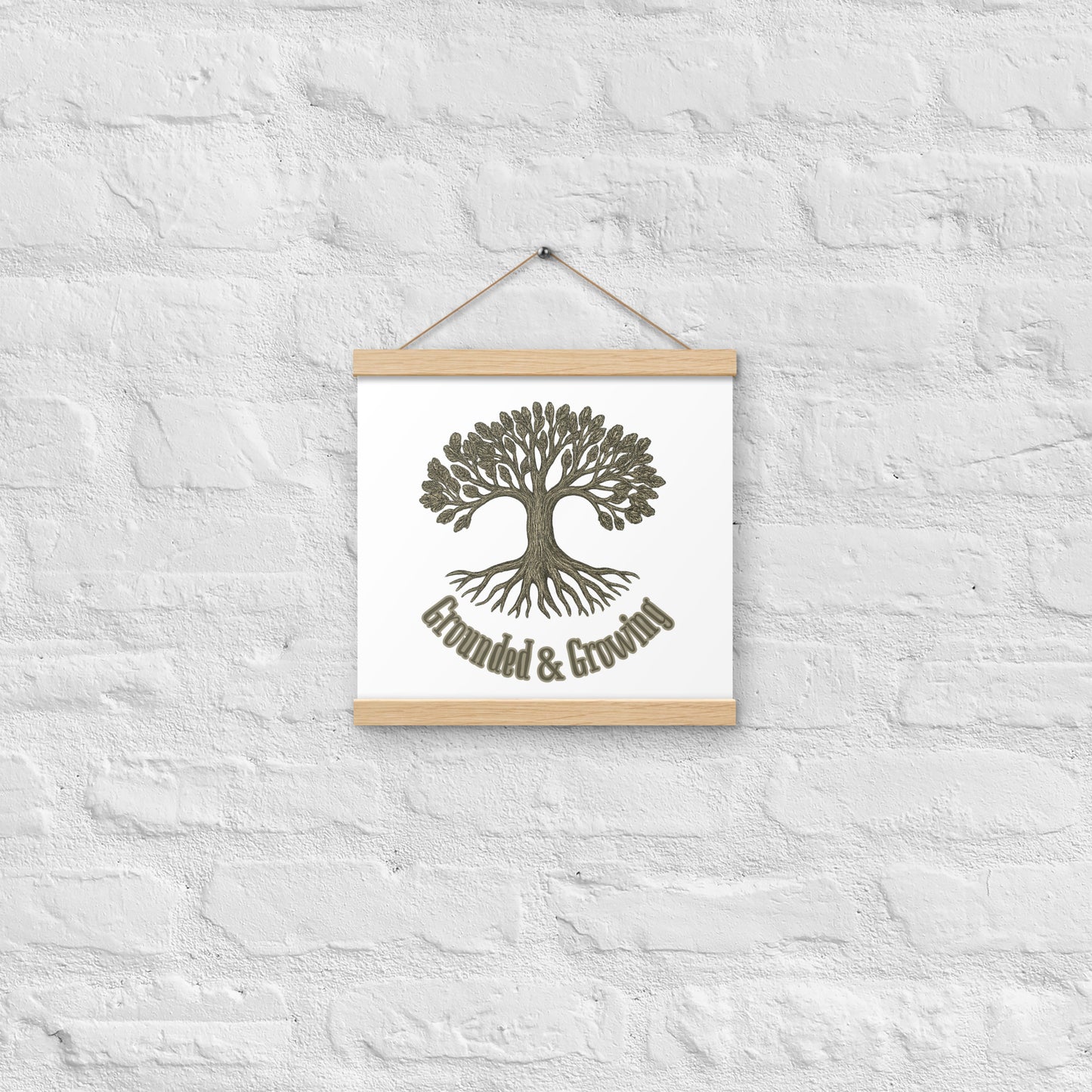 Grounded & Growing Tree of Life Poster with Wooden Hanger – Ancient Symbol of Strength & Renewal