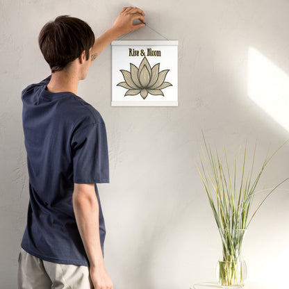 Rise & Bloom Lotus Poster with Wooden Hanger – Mindful Wall Art for Renewal, Resilience & Inner Peace
