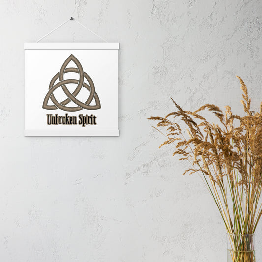 Unbroken Spirit Celtic Knot Poster with Wooden Hanger – Wall Art Symbol of Strength, Endurance & Resilience