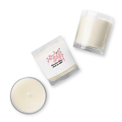 "Fall Seven Times Stand Up Eight" Unscented Candle – Japanese Proverb with Cherry Blossom Design