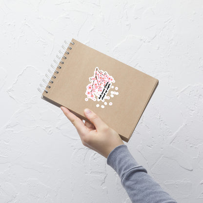 "Fall Seven Times Stand Up Eight" Sticker – Japanese Resilience Quote with Cherry Blossom Art