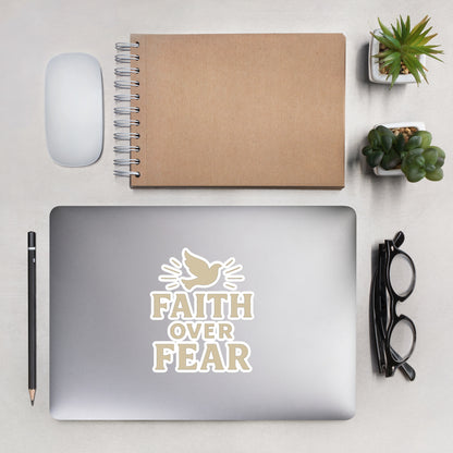 Faith Over Fear Dove Sticker – Christian Illuminated Dove Vinyl Decal for Daily Inspiration