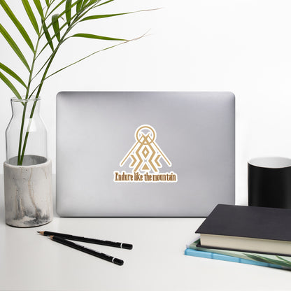 "Endure Like the Mountain" Sticker – Inspirational Resilience Quote Decal for Laptops, Journals & More