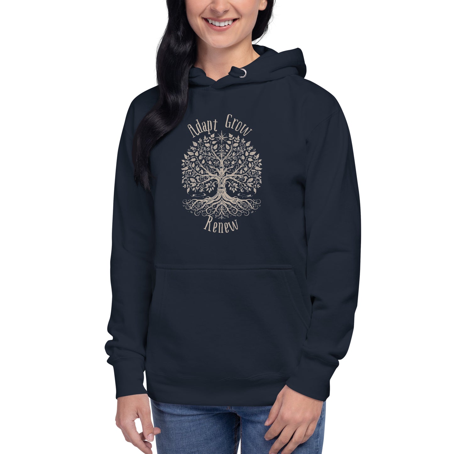 "Adapt. Grow. Renew." Tree of Life Hoodie – Find Comfort in Life’s Transitions