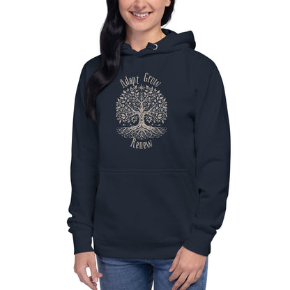 "Adapt. Grow. Renew." Tree of Life Hoodie – Find Comfort in Life’s Transitions